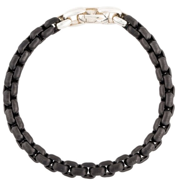 DAVID YURMAN STERLING SILVER & STAINLESS STEEL BOX CHAIN BRACELET - Picture 6 of 9